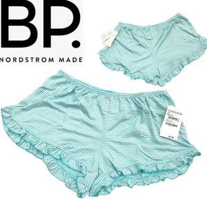 New Nordstrom’s B.P. Teal Angel Striped Ruffled Pajama Shorts  XS